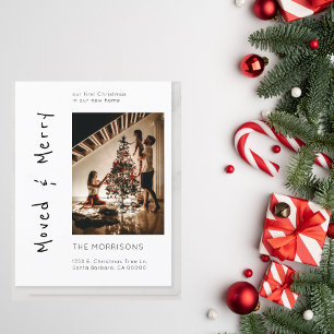 Christmas Photo Moved and Merry New Address Moving Postcard