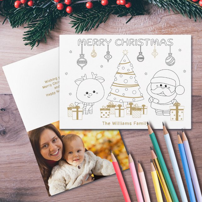 Christmas Photo Name Custom Colouring Fun Unique Card (Creator Uploaded)