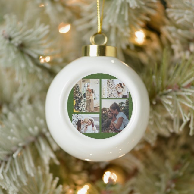 Christmas Photo Ornament, Photo Collage Christmas  Ceramic Ball Christmas Ornament (Tree)
