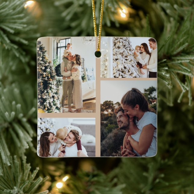 Christmas Photo Ornament, Photo Collage Christmas  Ceramic Ornament (Tree)