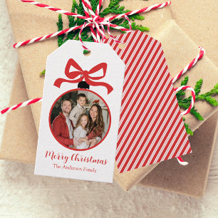 Christmas Photo Ornament Red Gift Tags