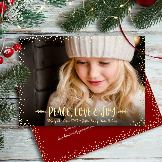 Christmas Photo Peace Love Joy Script Real Gold (Creator Uploaded)