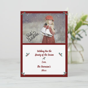 Christmas Photo Personalise Script Merry Modern Ho Holiday Card