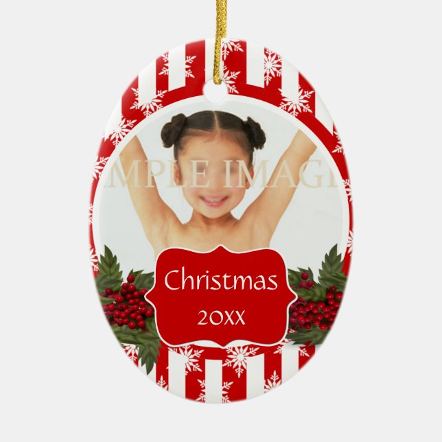 Christmas photo PERSONALIZE Ceramic Tree Decoration (Front)
