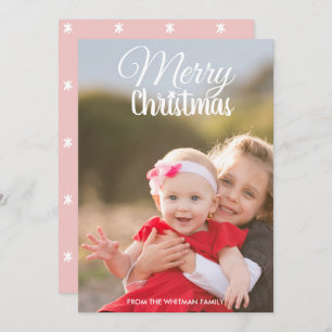 Christmas Photo Pink Pattern Back Card