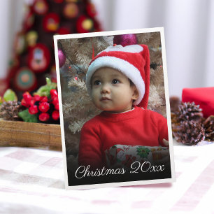 Christmas Photo Portrait Elegant Traditional Holiday Card