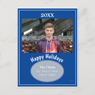 Christmas Photo Post Card in Blue - HAMbWG