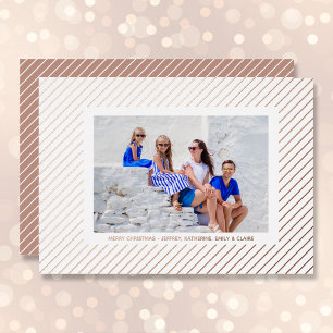 Christmas Photo Rose Gold Pinstripe