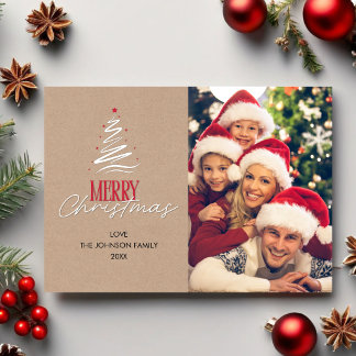 Christmas Photo Script Font Minimalist Elegant Holiday Card