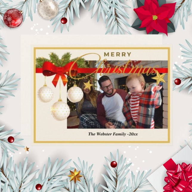Christmas Photo Season  Pine Holiday Off-white  Card (Creator Uploaded)