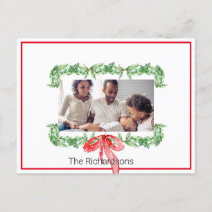 Christmas Photo Spotlight Garland Red Frame Holiday Postcard