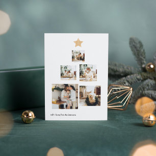Christmas Photo Tree Gold Star Happy Holiday