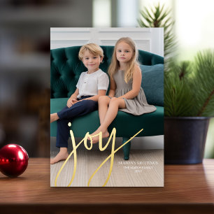 Christmas Photo Vertical - Script Gold JOY -