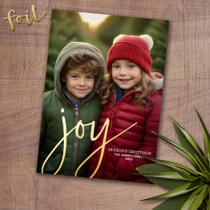 Christmas Photo Vertical - Script Gold JOY -