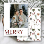 Christmas Photo Watercolor Botanical Floral Holiday Card<br><div class="desc">This year, let your friends and family know you care with the Christmas Photo Watercolor Botanical Floral Christmas card. Not only is it stylish and up-to-date, but it has enough space for you to include your favourite memory from the past year. The design is clean and minimal yet still festive,...</div>
