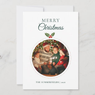 Christmas Photo Watercolor Botanical Holiday Card