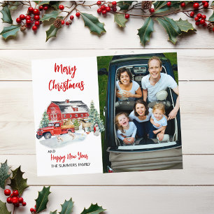 Christmas Photo Watercolor Rustic Barn Farm Budget