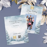 Christmas photo winter landscape business<br><div class="desc">Please note that this is on flyer paper and very thin. Envelopes are not included. For thicker Christmas greetings (same design) please visit our store. Watercolored winter forest as background. Personalise and add your business logo, name and a photo. Happy Holidays written with a trendy handlettered style script. Back: add...</div>