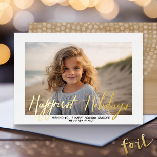 Christmas Photo - with Happiest Holidays in Gold