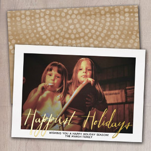 Christmas Photo - with Happiest Holidays in Gold