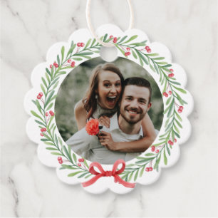 Christmas Photo Wreath Christmas Wish Family Favour Tags