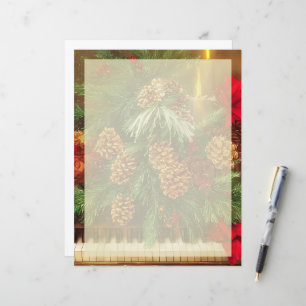 Christmas piano stationery paper