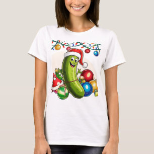 Christmas Pickle Cartoon Character T-Shirt