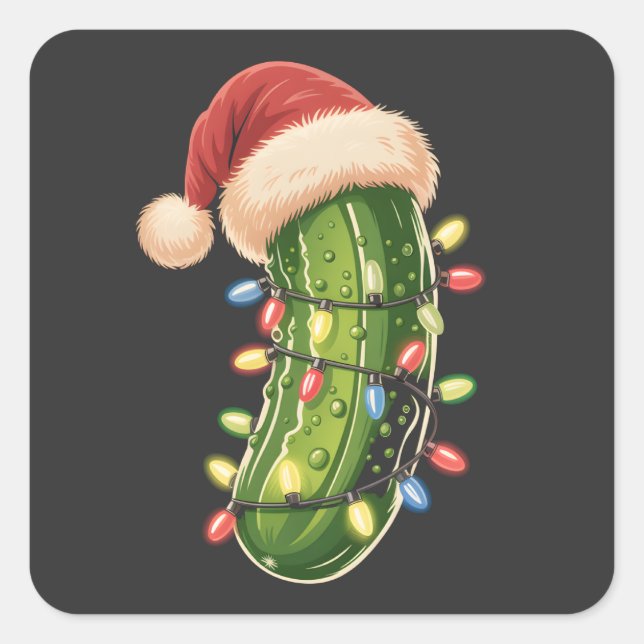 Christmas Pickle Pickle In Xmas Light Pickle  Square Sticker (Front)