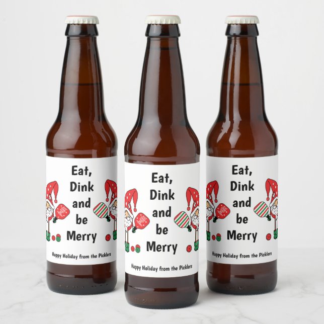 Christmas pickleball beer bottle label (Bottles)
