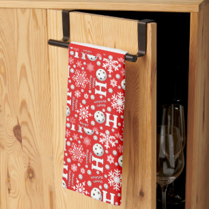 Christmas Pickleball Court Kitchen Oh What Fun  Tea Towel