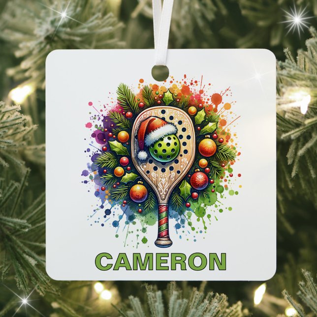 Christmas Pickleball Custom Name Metal Tree Decoration (Creator Uploaded)