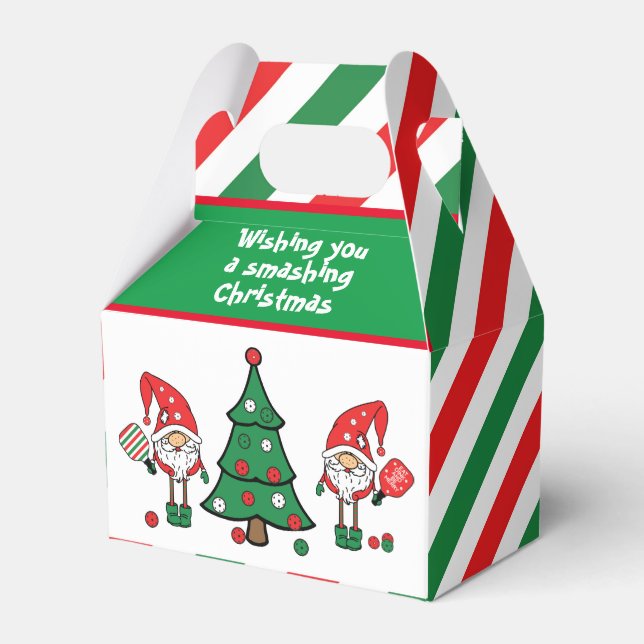 Christmas pickleball dwarfs, custom text  favour box (Front Side)