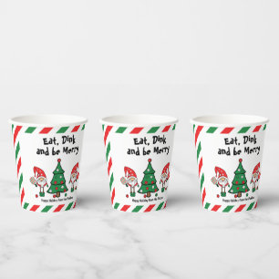 Christmas pickleball dwarfs, custom text paper cups