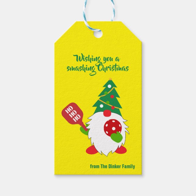 🎅💛Christmas pickleball Paper Gift Tags (Front)