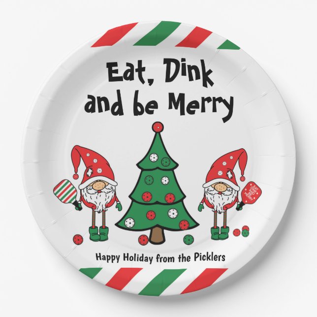 Christmas pickleball  paper plate (Front)