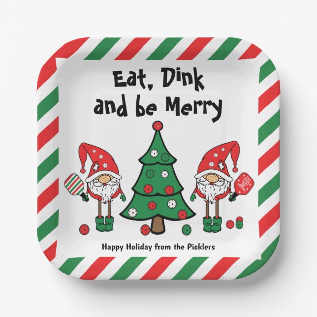 Christmas pickleball  paper plate (Front)