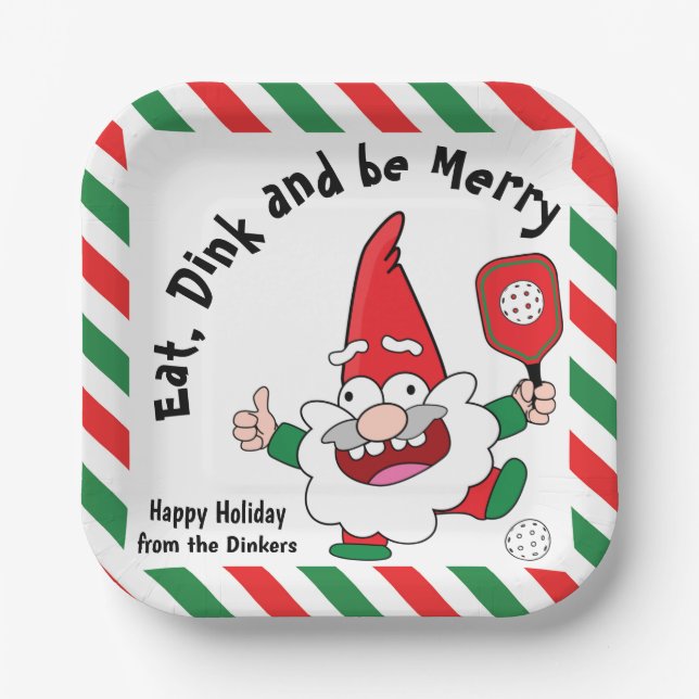 Christmas pickleball  paper plates (Front)
