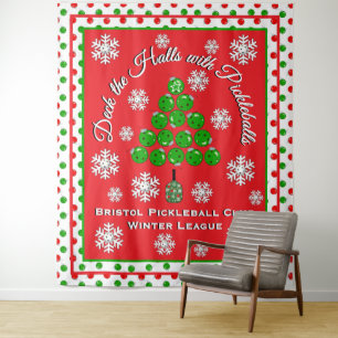 Christmas Pickleball Party Personalize Photo Wall Tapestry