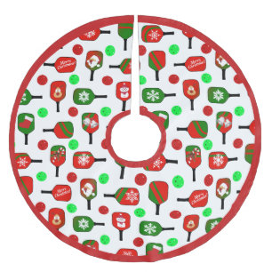 Christmas Pickleball Red Green Paddles Balls X-Mas Brushed Polyester Tree Skirt