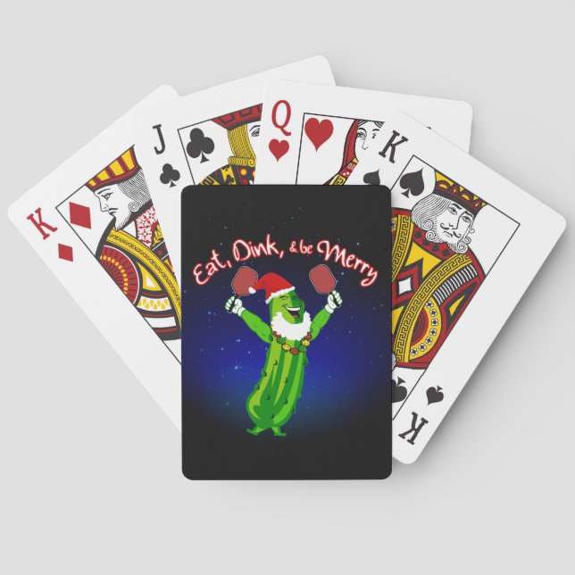 Christmas Pickleball Santa Hat Pickle Playing Cards (Back)