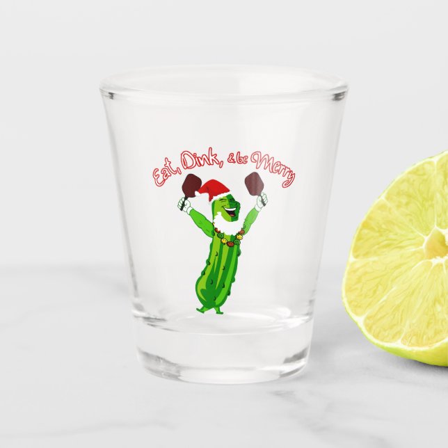 Christmas Pickleball Santa Hat Pickle Shot Glass (Front)
