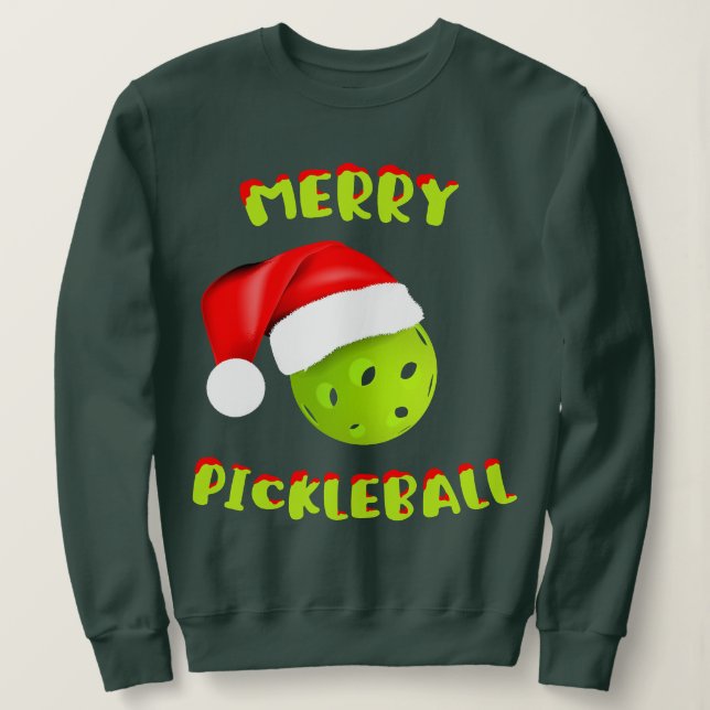 Christmas Pickleball Santa Hat Pickleball Player W Sweatshirt (Design Front)