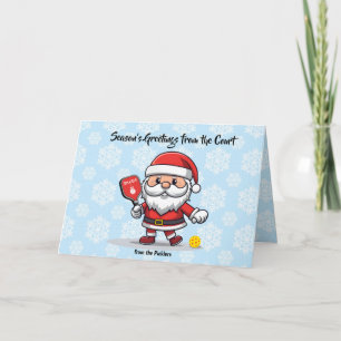 Christmas pickleball Santa Holiday Card