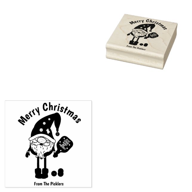 Christmas pickleball  square rubber stamp (Stamped)
