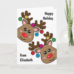 Christmas pickleball with Reindeers, custom text Card