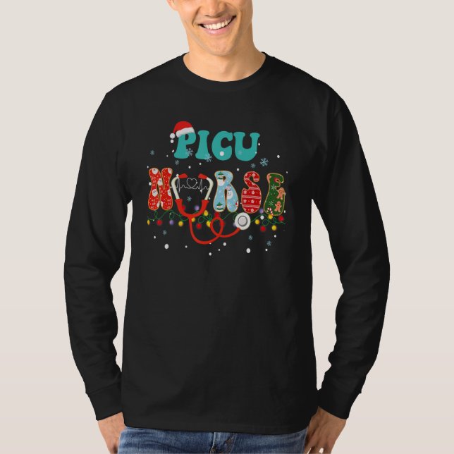 Christmas PICU Pediatric Nurse PICU X-Mas Pajama g T-Shirt (Front)