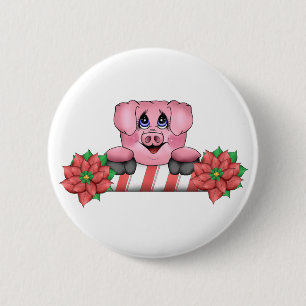Christmas Pig Button