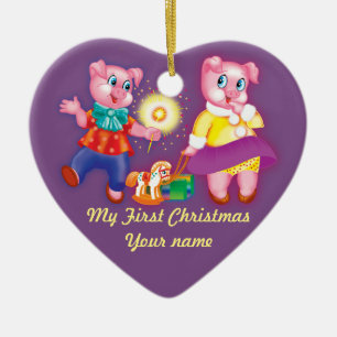 Christmas Pig Ceramic Tree Decoration