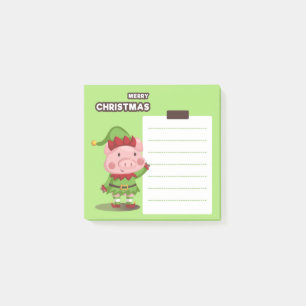 Christmas Pig Elf Post-It Notes