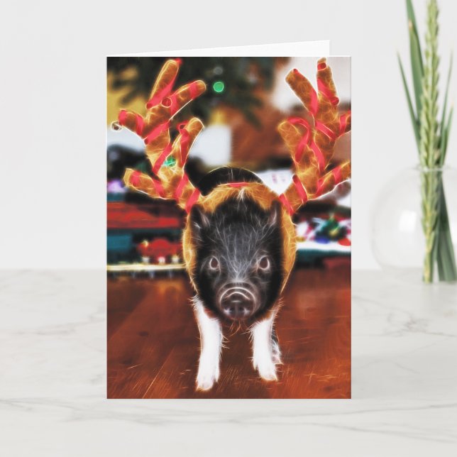 Christmas Pig Greeting Card (Front)